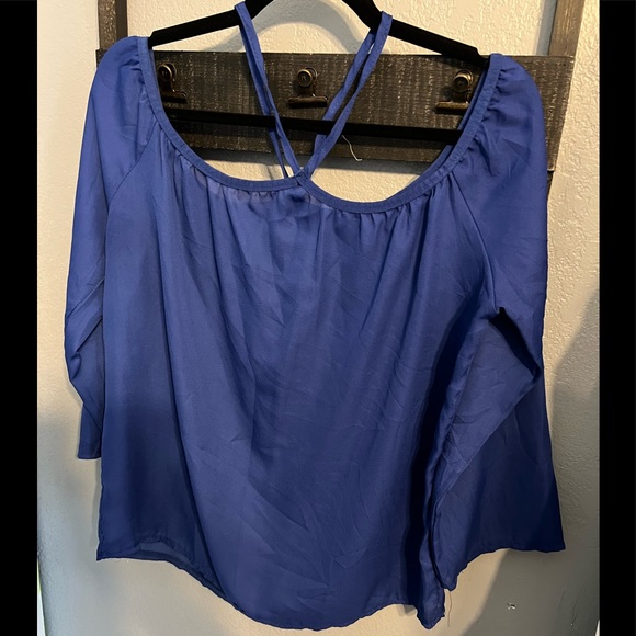 Blue Off the Shoulder Blouse - Picture 2 of 3